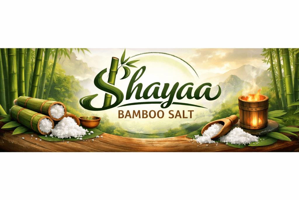 bamboo salt Shayaa Bamboo Salt banner with bamboo salt and traditional roasting setup
