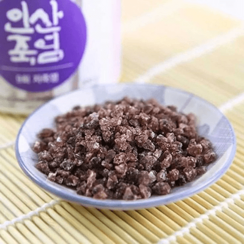 Mineral-rich Korean bamboo salt crystals in a bowl.